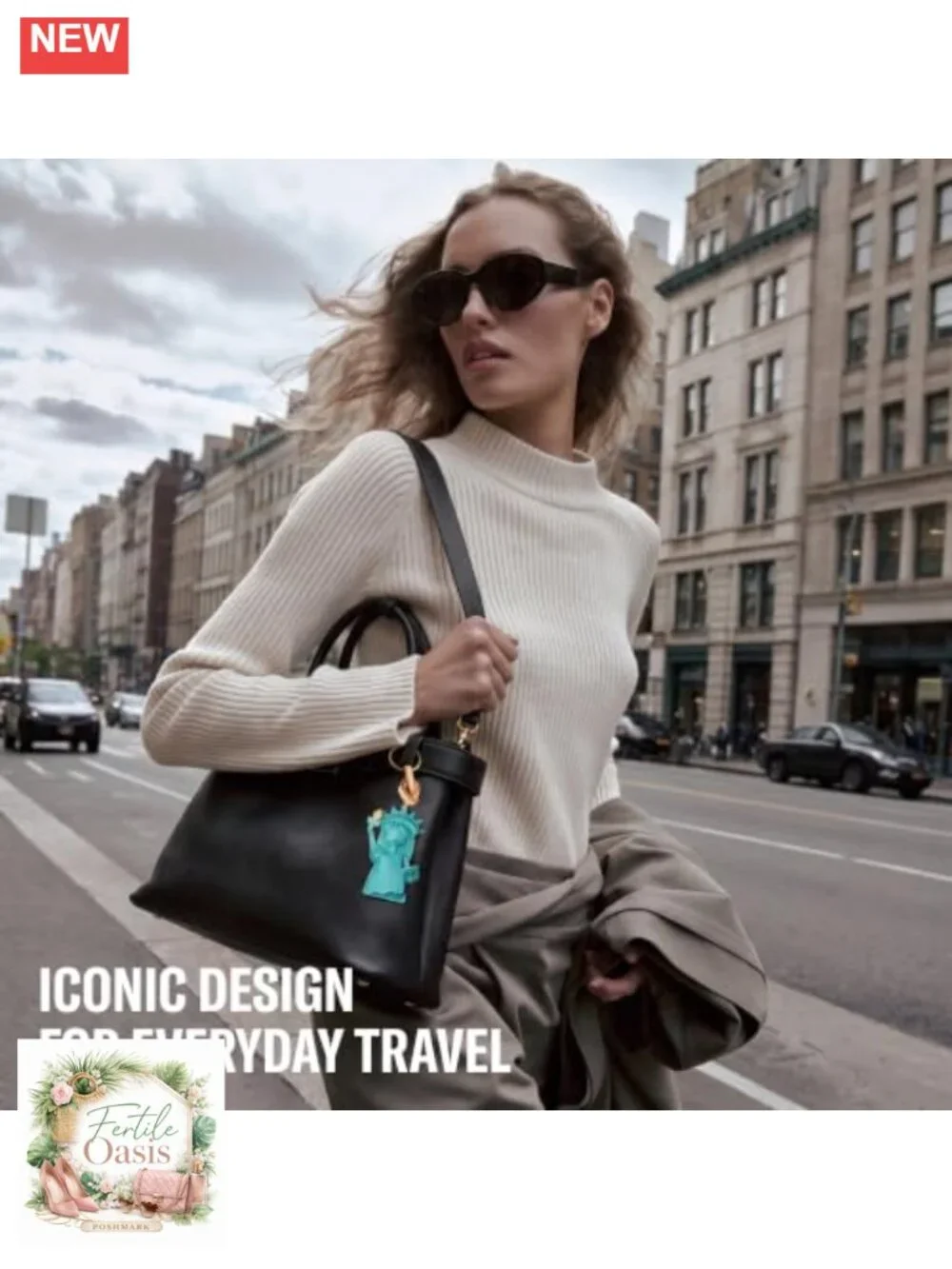 Travel Icon Leather Charm Keychain - Hand-Sewn Bag Charm for Car, Backpack